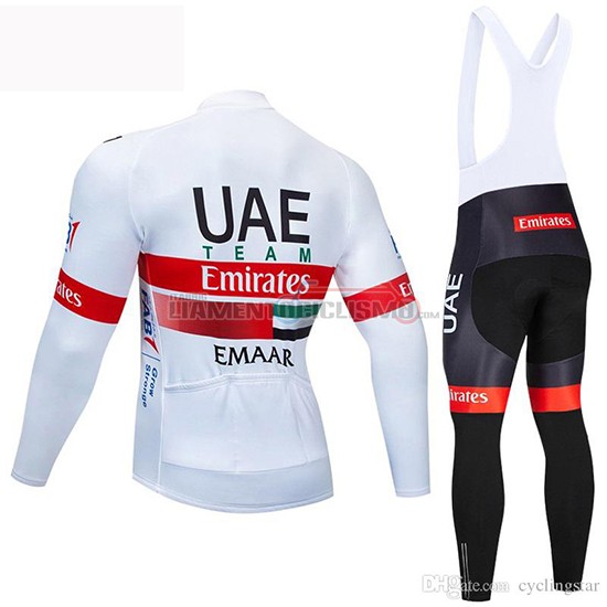 Abbigliamento Ciclismo UCI Mondo Campione Uae Manica Lunga 2019 Bianco Rosso